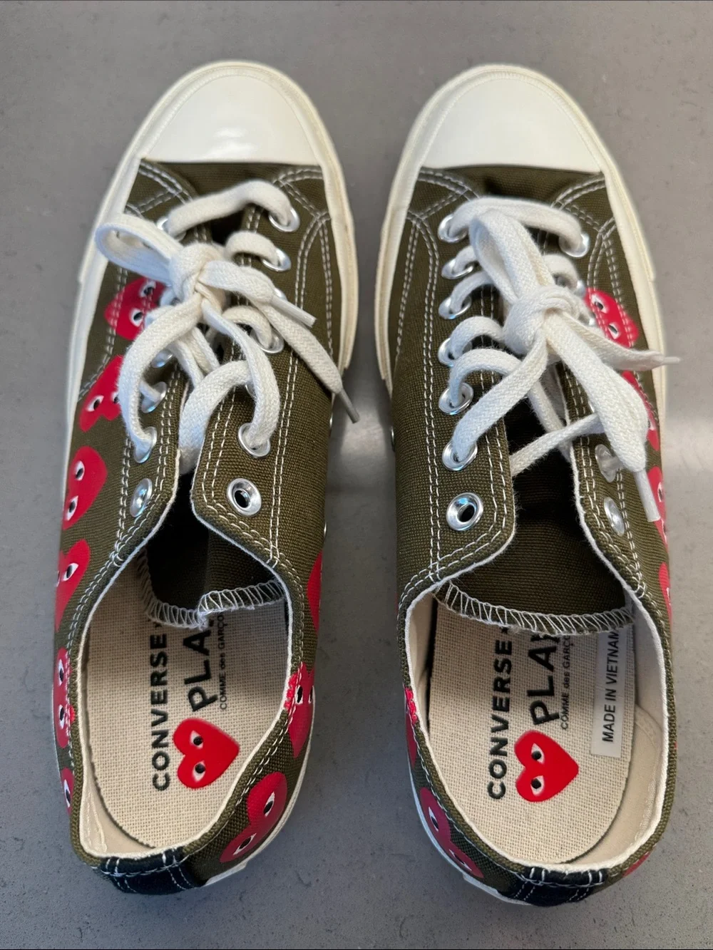 Converse x COMME des GARÇONS Olive Green Low Top Sneakers - Picture 6 of 8
